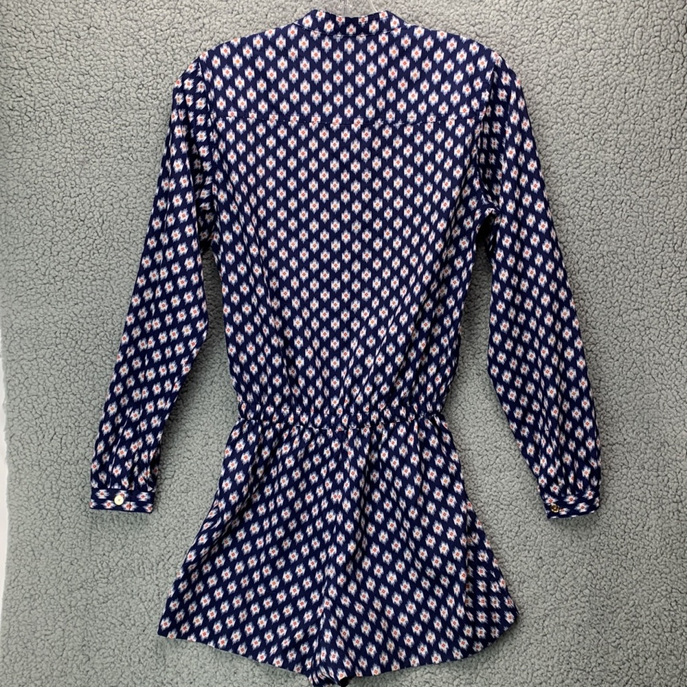 Michael Kors Romper Women’s Size XS Blue Long Sleeve Printed Shorts One Piece - Picture 11 of 12